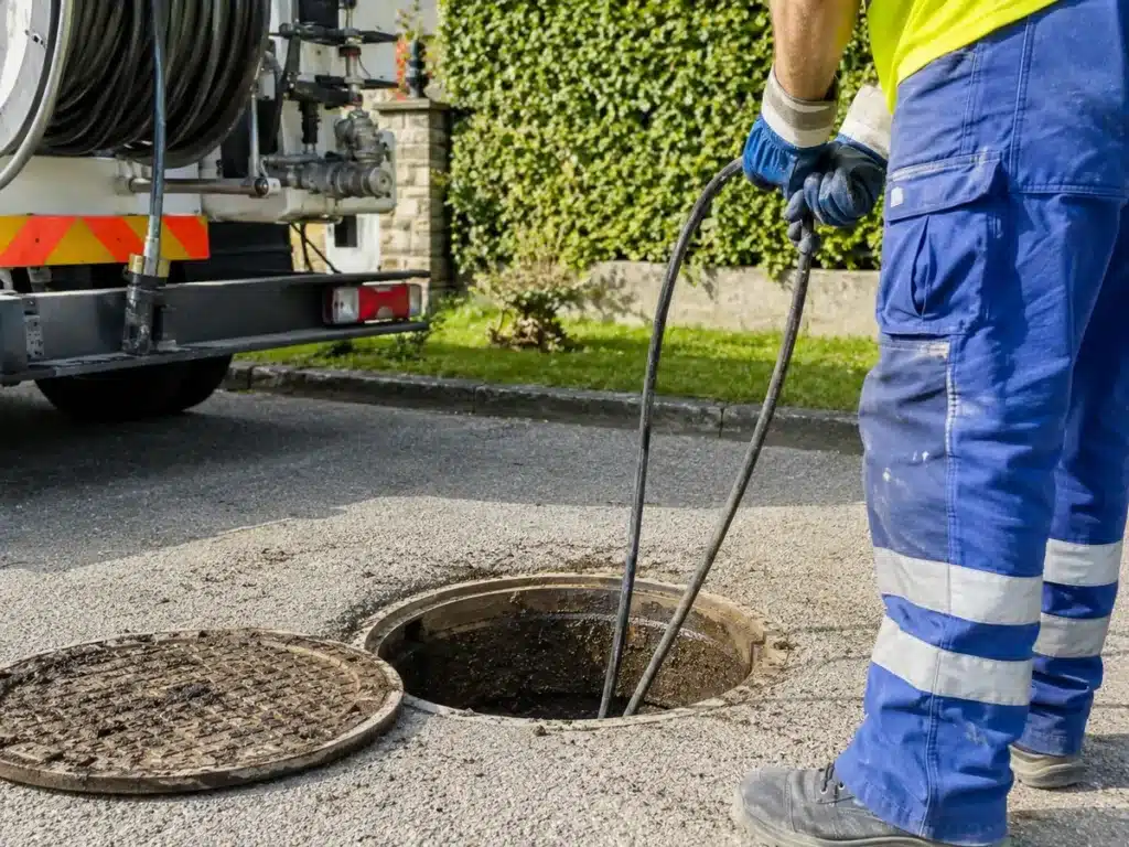 Débouchage de canalisation extérieure par curage haute pression
